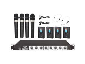 Pyle PDWM8700 8 Channel Wireless Live Sound Microphone System with 4 Lavalier Mics, 4 Headsets& 4 Handheld Mics Pyle PDWM8700 8 Channel Wireless Live Sound Microphone System with 4 Lavalier Mics, 4 Headsets& 4 Handheld Mics