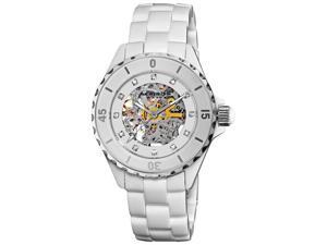 Akribos Automatic Skeleton Dial White Ceramic Ladies Watch AK508WT Akribos Automatic Skeleton Dial White Ceramic Ladies Watch AK508WT