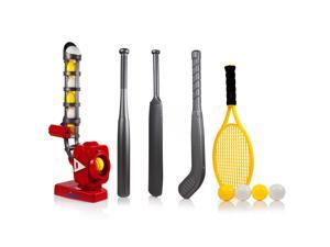 Dimple 4 IN 1 Power-Pro Pitching Machine Baseball, Cricket, Tennis, Hockey - Red Dimple 4 IN 1 Power-Pro Pitching Machine Baseball, Cricket, Tennis, Hockey - Red