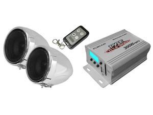 Pyle - 300 Watts Motorcycle/ATV/Snowmobile Mount MP3/Ipod/USB Amplifier with Dual handle-bar Mount Weatherproof speakers W/FM Radio Pyle - 300 Watts Motorcycle/ATV/Snowmobile Mount MP3/Ipod/USB Amplifier with Dual handle-bar Mount Weatherproof speakers W/FM Radio