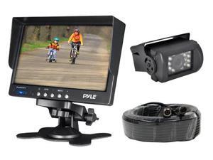 Weatherproof Rearview Backup Camera System Kit with 7’’ LCD Color Monitor, IR Night Vision Camera, Dual DC Voltage 12-24 for Bus, Truck, Trailer, Van Weatherproof Rearview Backup Camera System Kit with 7’’ LCD Color Monitor, IR Night Vision Camera, Dual DC Voltage 12-24 for Bus, Truck, Trailer, Van