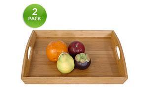Natural Bamboo Serving Trays Set Of 2 Natural Bamboo Serving Trays Set Of 2