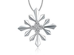 18K White Gold Snowflake Diamonds Pendant W/925 Sterling Silver Chain 18" (0.08 carats, G-H color, good SI1-2 Clarity) 18K White Gold Snowflake Diamonds Pendant W/925 Sterling Silver Chain 18" (0.08 carats, G-H color, good SI1-2 Clarity)