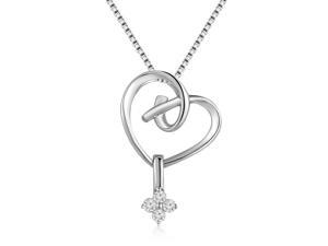 Hot Item - 18K White Gold Heart And Cross With Four Stones Diamond Pendant W/925 Sterling Silver Chain (0.09ct, G-H Color, SI2-I1 Clarity) Hot Item - 18K White Gold Heart And Cross With Four Stones Diamond Pendant W/925 Sterling Silver Chain (0.09ct, G-H Color, SI2-I1 Clarity)