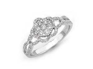18K/750 White Gold Round Diamond Flower Shaped Illusion Engagement Ring US 6.5 (0.48cttw, G-H Color, VS2-SI1 Clarity) 18K/750 White Gold Round Diamond Flower Shaped Illusion Engagement Ring US 6.5 (0.48cttw, G-H Color, VS2-SI1 Clarity)