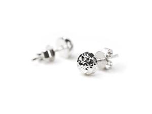 14K White Gold Half Ball Diamond-Cut Stud Earrings - Size 10 mm 14K White Gold Half Ball Diamond-Cut Stud Earrings - Size 10 mm