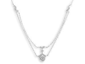 18K White Gold Double Strips Cluster Diamond Accent Necklace (0.41 cttw, G-H Color, VS2-SI1 Clarity, 16"+1.5") 18K White Gold Double Strips Cluster Diamond Accent Necklace (0.41 cttw, G-H Color, VS2-SI1 Clarity, 16"+1.5")