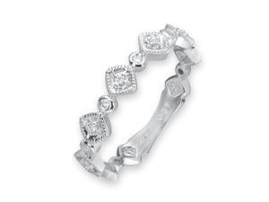 18K/750 White Gold Miligrain Pattern Diamond Stack Ring (0.07 cttw, G-H Color, VS2-SI1 Clarity) 18K/750 White Gold Miligrain Pattern Diamond Stack Ring (0.07 cttw, G-H Color, VS2-SI1 Clarity)