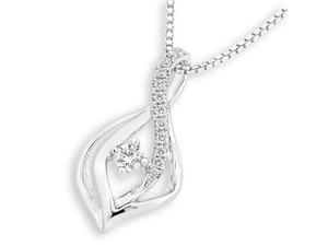 18K White Gold Infinity Love with Solitaire Diamond Pendant With 925 Sterling SilverChain (0.15 cttw, G-H Color, VS2-SI1 Clarity) 18K White Gold Infinity Love with Solitaire Diamond Pendant With 925 Sterling SilverChain (0.15 cttw, G-H Color, VS2-SI1 Clarity)