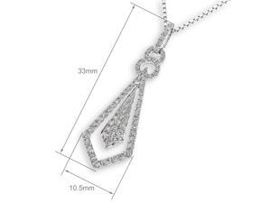 18K White Gold Diamond Accent Tie Shape Diamond Dangling Pendant (0.47 cttw, G-H Color, VS2-SI1 Clarity) 18K White Gold Diamond Accent Tie Shape Diamond Dangling Pendant (0.47 cttw, G-H Color, VS2-SI1 Clarity)