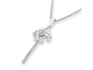 18K White Gold Key Shape Diamond Pendant w/925 Sterling Silver Chain (0.05 cttw , G-H Color, VS2-SI1 Clarity) 18K White Gold Key Shape Diamond Pendant w/925 Sterling Silver Chain (0.05 cttw , G-H Color, VS2-SI1 Clarity)