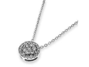 18K White Gold Round with Cluster Diamond Pendant w/925 Sterling Silver Chain (0.30 cttw , G-H Color, VS2-SI1 Clarity) 18K White Gold Round with Cluster Diamond Pendant w/925 Sterling Silver Chain (0.30 cttw , G-H Color, VS2-SI1 Clarity)