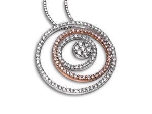 18K Rose & White Gold Circle Fantasy with Cluster Diamond Pendant w/925 Sterling Silver Chain (0.79 cttw , G-H Color, VS2-SI1 Clarity) 18K Rose & White Gold Circle Fantasy with Cluster Diamond Pendant w/925 Sterling Silver Chain (0.79 cttw , G-H Color, VS2-SI1 Clarity)