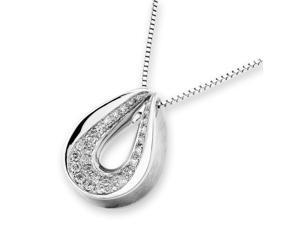 18K White Gold Pear Shape with Pave Setting Diamond Pendant w/925 Sterling Silver Chain (0.21 cttw , G-H Color, VS2-SI1 Clarity) 18K White Gold Pear Shape with Pave Setting Diamond Pendant w/925 Sterling Silver Chain (0.21 cttw , G-H Color, VS2-SI1 Clarity)