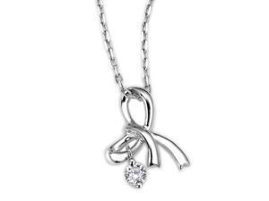 18K White Gold Bow Solitaire Dancing Diamond Pendant w/Silver Chain (0.12ct,G-H Color,VS2-SI1 Clarity) 18K White Gold Bow Solitaire Dancing Diamond Pendant w/Silver Chain (0.12ct,G-H Color,VS2-SI1 Clarity)