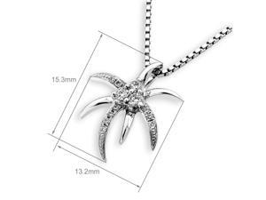 18K White Gold Palm Tree Diamond Pendant W/925 Sterling Silver Chain (0.10 cttw, G-H Color, SI1-SI2 Clarity) 18K White Gold Palm Tree Diamond Pendant W/925 Sterling Silver Chain (0.10 cttw, G-H Color, SI1-SI2 Clarity)