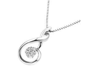 18K White Gold Infinity Round Cluster Diamond Pendant W/925 Sterling Silver Chain (0.12 cttw, G-H Color, SI1-SI2 Clarity) 18K White Gold Infinity Round Cluster Diamond Pendant W/925 Sterling Silver Chain (0.12 cttw, G-H Color, SI1-SI2 Clarity)