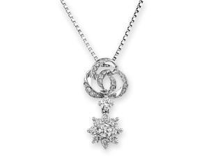 18K White Gold Round Diamond Pendant W/925 Sterling Silver Chain (0.44 cttw , G-H Color, SI1-SI2 Clarity) 18K White Gold Round Diamond Pendant W/925 Sterling Silver Chain (0.44 cttw , G-H Color, SI1-SI2 Clarity)