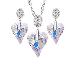 JA-ME E024 17mm Swarovski Wild Heart Crystal on 3A Class CZ Pendant in Shiny AB Color with 16" Design Chain in Rhodium Plated JA-ME E024 17mm Swarovski Wild Heart Crystal on 3A Class CZ Pendant in Shiny AB Color with 16" Design Chain in Rhodium Plated