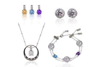 JA-ME 1.25ct Topaz 1.25ct Amethyst 1.25 Yellow Quartz and H&A CZ Pendants with 18" Chain. H&A CZ Pierced Earrings. 6"+ Natural Gem Stone with H&A CZ Bracelet . CZ Ring. Rhodium Plated JA-ME 1.25ct Topaz 1.25ct Amethyst 1.25 Yellow Quartz and H&A CZ Pendants with 18" Chain. H&A CZ Pierced Earrings. 6"+ Natural Gem Stone with H&A CZ Bracelet . CZ Ring. Rhodium Plated