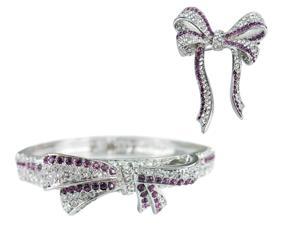 JA-ME Ribbon Bow Bangle and Brooch set with Swarovski Crystals and CZ in Rhodium plated JA-ME Ribbon Bow Bangle and Brooch set with Swarovski Crystals and CZ in Rhodium plated