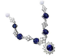 JA-ME created blue sapphire Necklace / 16", with removable Pendant ( 12x10mm ) JA-ME created blue sapphire Necklace / 16", with removable Pendant ( 12x10mm )