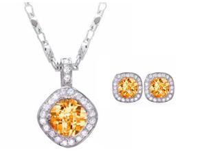JA-ME Champagne Cubic Zirconia Pendant with Design Chain JA-ME Champagne Cubic Zirconia Pendant with Design Chain