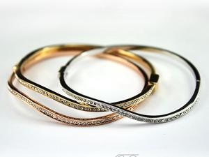 Bling Jewelry three-color gold bracelet with Rhodium-plated copper wave thin using Swarovski crystal Bling Jewelry three-color gold bracelet with Rhodium-plated copper wave thin using Swarovski crystal
