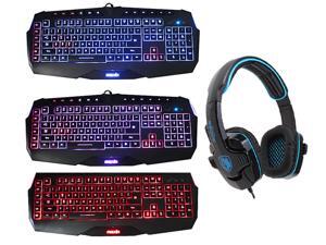 Sades Stereo Circumaural Gaming Headset w/ Hidden Microphone+3 Color LED Multimedia Illuminated Backlit USB Wired Gaming Keyboard(Users Customize Keys,Programmable Macro Keys,Blue/Red/Purple Backlight Sades Stereo Circumaural Gaming Headset w/ Hidden Microphone+3 Color LED Multimedia Illuminated Backlit USB Wired Gaming Keyboard(Users Customize Keys,Programmable Macro Keys,Blue/Red/Purple Backlight