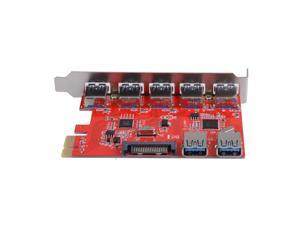 USB 3.0 PCI-e Express Card with 7 USB 3.0 Ports 5 Inter 2 Outer and SATA 15Pin Power Connector for Desktops PCI Express Expansion Card Adapter USB 3.0 PCI-e Express Card with 7 USB 3.0 Ports 5 Inter 2 Outer and SATA 15Pin Power Connector for Desktops PCI Express Expansion Card Adapter
