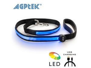 AGPtek USB Rechargeable LED Dog Safe Bright Nylon Leash Blue AGPtek USB Rechargeable LED Dog Safe Bright Nylon Leash Blue
