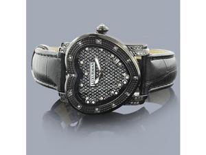 Luxurman Diamond Heart Watch 0.25ct Black Luxurman Diamond Heart Watch 0.25ct Black