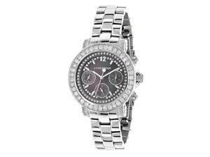 Luxurman Oversized Diamond Watches For Women: Montana Black MOP 3ct Luxurman Oversized Diamond Watches For Women: Montana Black MOP 3ct