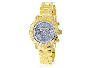 Luxurman Real Diamond Watch for Women 0.3ct Yellow Gold Plated Montana Luxurman Real Diamond Watch for Women 0.3ct Yellow Gold Plated Montana