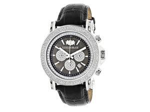 Large Mens Diamond Watch with Black Leather Band Luxurman Escalade 0.25ct Large Mens Diamond Watch with Black Leather Band Luxurman Escalade 0.25ct