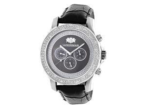 Raptor Mens Real Diamond Watch by LUXURMAN Black MOP w Leather Band 0.25ct Raptor Mens Real Diamond Watch by LUXURMAN Black MOP w Leather Band 0.25ct
