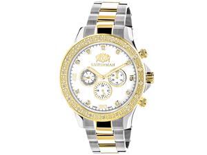 Luxurman Mens Real Diamond Watches: 18k Yellow White Gold Plated Swiss Quartz Liberty with MOP Dial Luxurman Mens Real Diamond Watches: 18k Yellow White Gold Plated Swiss Quartz Liberty with MOP Dial