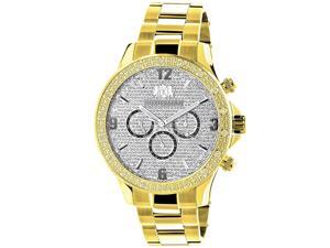 Luxurman Liberty Yellow Gold Plated Mens Diamond Watch Swiss Mvt 0.2ct Luxurman Liberty Yellow Gold Plated Mens Diamond Watch Swiss Mvt 0.2ct