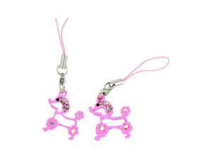 Pink Poodle Cellphone Charm Strap W Multi Colored Embedded Gems Pink Poodle Cellphone Charm Strap W Multi Colored Embedded Gems