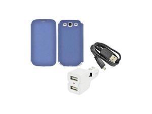 Samsung Galaxy S3 Combo W/Blue Snazzy Diary Flip Cover Case W/Card Slot & Trident Dual USB Car Charger W/Micro USB Data Cable Samsung Galaxy S3 Combo W/Blue Snazzy Diary Flip Cover Case W/Card Slot & Trident Dual USB Car Charger W/Micro USB Data Cable