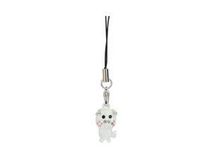 Cubic Stone Pig Charm W/ Strap - White Cubic Stone Pig Charm W/ Strap - White