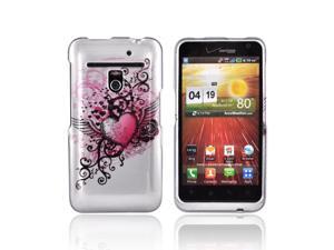 Slim & Protective Hard Case for LG Revolution VS910 - Red Heart w/ Wings on Silver Slim & Protective Hard Case for LG Revolution VS910 - Red Heart w/ Wings on Silver