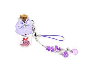 Bottle And Love Message W/ Ribbon Cellphone Charm/strap - Purple Bottle And Love Message W/ Ribbon Cellphone Charm/strap - Purple