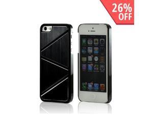 Black/ Silver Hard Case w/ Aluminum Back & Geometric Shapes for Apple iPhone 5 Black/ Silver Hard Case w/ Aluminum Back & Geometric Shapes for Apple iPhone 5