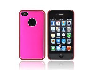 AT&t/ Vzw Apple Iphone 4, Iphone 4s Hard Back Case W/ Aluminum - Hot Pink/ Red AT&t/ Vzw Apple Iphone 4, Iphone 4s Hard Back Case W/ Aluminum - Hot Pink/ Red