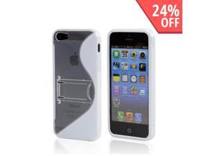 Apple Iphone 5 Hard Back W/ Crystal Silicone Lining & Kickstand - White/ Frost White Apple Iphone 5 Hard Back W/ Crystal Silicone Lining & Kickstand - White/ Frost White
