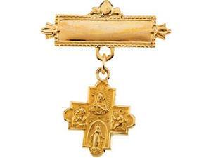 Four Way Medal Baptismal Brooch in 14k Yellow Gold Four Way Medal Baptismal Brooch in 14k Yellow Gold