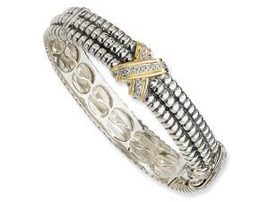 Diamond Bangle Bracelet in 14k Yellow Gold & Sterling Silver Diamond Bangle Bracelet in 14k Yellow Gold & Sterling Silver