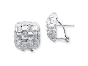 Square Fancy Omega Back Earrings in Sterling Silver Square Fancy Omega Back Earrings in Sterling Silver