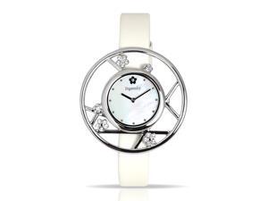 Ingenuity Women's NCT0006-As_W Silver-Tone Interchangeable White Leather Straps - Plum Blossom Ingenuity Women's NCT0006-As_W Silver-Tone Interchangeable White Leather Straps - Plum Blossom